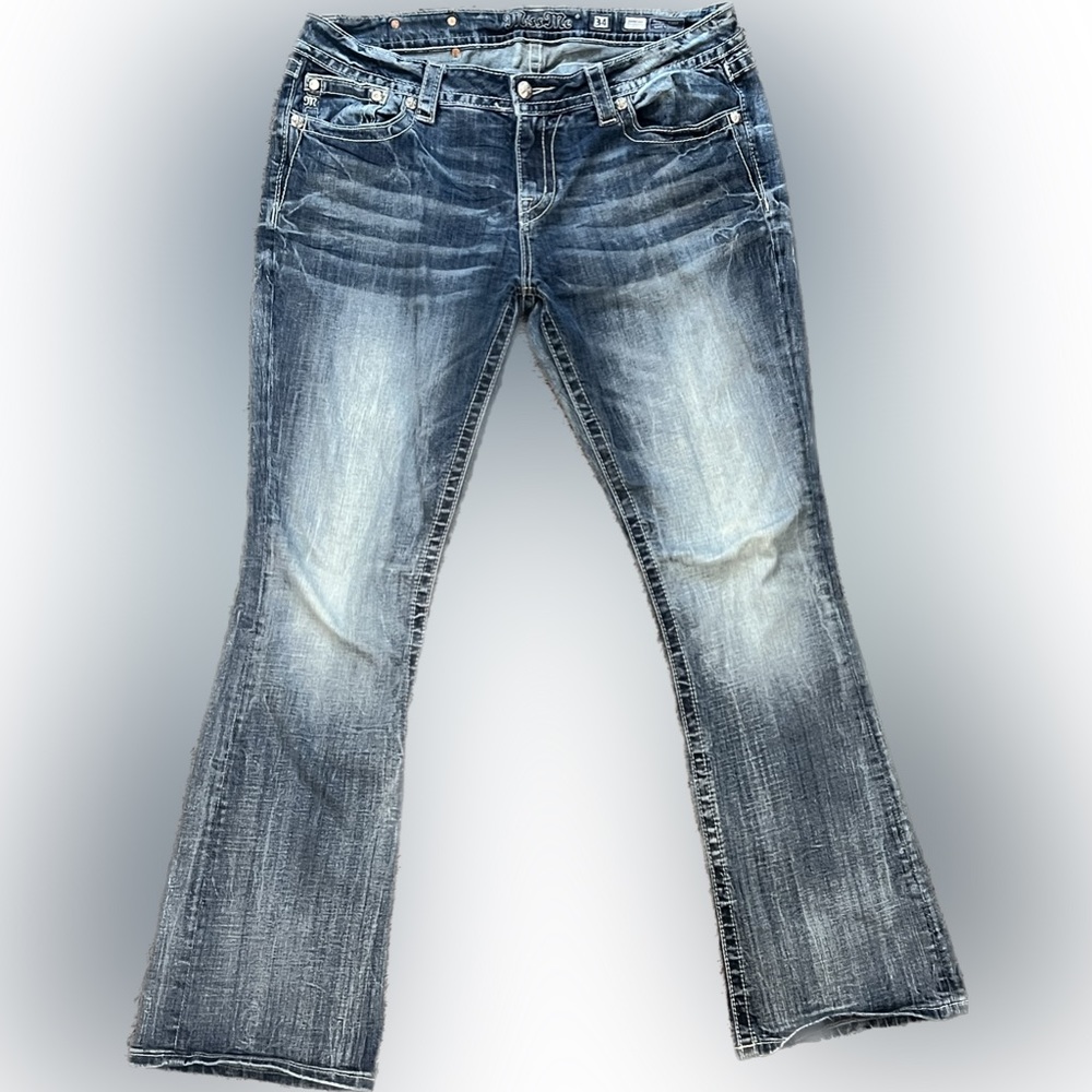 Miss Me Womens Jeans size 34 Signature Slim Bootcut inseam 32.5 Western Cowgirl